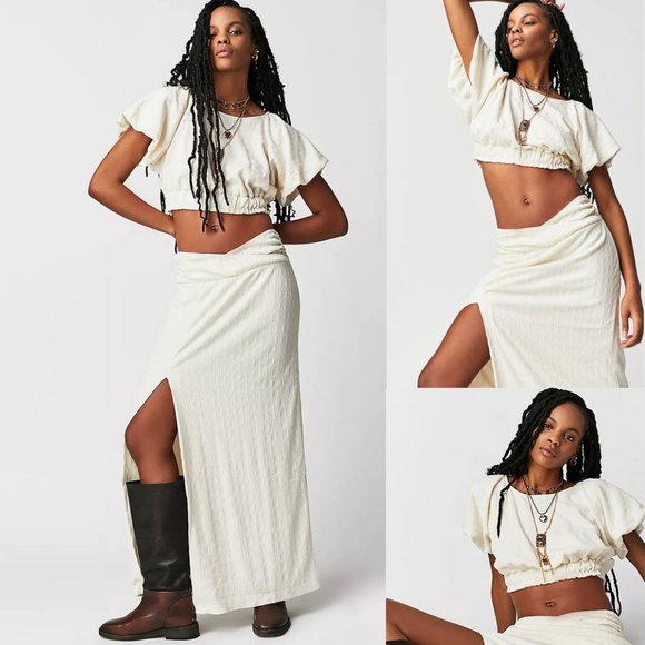 Free People Tovah Crop Top & Maxi Skirt Set Sz L